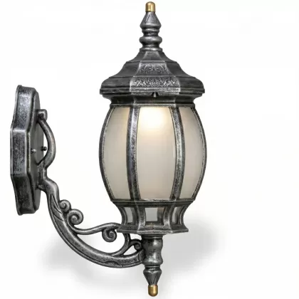 44x24 cm - DUY E27 Sarmaşık kollu yukarı yöne bakan dekoratif alüminyum döküm duvar tipi aplik kristal küre dış mekan aydınlatma duvar apliği silver gümüş