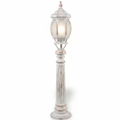 100x16 cm - DUY E27 Kristal küre model dekoratif alüminyum döküm beyaz bahçe çim aydınlatma direği beyaz eskitme