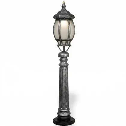 100x16 cm - DUY E27 Kristal küre model dekoratif alüminyum döküm beyaz bahçe çim aydınlatma direği silver gümüş