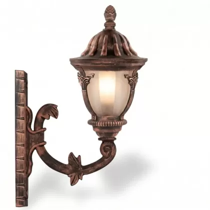 32x27 cm - DUY E27 Yaprak kollu yukarı yöne bakan dekoratif alüminyum döküm duvar tipi aplik bakır eskitme dış mekan aydınlatma duvar apliği bakır eskitme