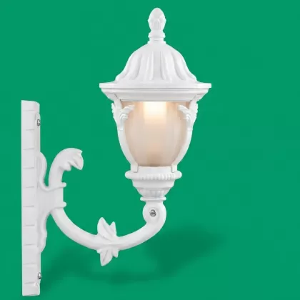 32x27 cm - DUY E27 Yaprak kollu yukarı yöne bakan dekoratif alüminyum döküm duvar tipi aplik bakır eskitme dış mekan aydınlatma duvar apliği beyaz