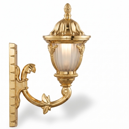 32x27 cm - DUY E27 Yaprak kollu yukarı yöne bakan dekoratif alüminyum döküm duvar tipi aplik bakır eskitme dış mekan aydınlatma duvar apliği gold altın