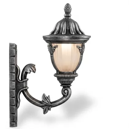 32x27 cm - DUY E27 Yaprak kollu yukarı yöne bakan dekoratif alüminyum döküm duvar tipi aplik bakır eskitme dış mekan aydınlatma duvar apliği silver gümüş