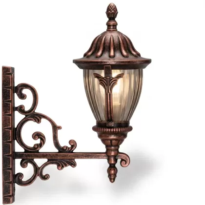 51x39 cm - DUY E27 Ferforje kollu, yukarı yöne bakan, dekoratif, alüminyum döküm, duvar tipi aplik, Fransız tipi, dış mekan aydınlatma duvar apliği 2