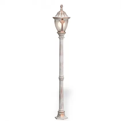 187xx27 cm - DUY E27 Uzun yapraklı model dekoratif alüminyum döküm Fransız tipi bahçe çim aydınlatma direği beyaz eskitme