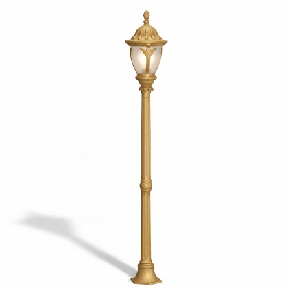 187xx27 cm - DUY E27 Uzun yapraklı model dekoratif alüminyum döküm Fransız tipi bahçe çim aydınlatma direği gold altın