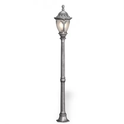 187xx27 cm - DUY E27 Uzun yapraklı model dekoratif alüminyum döküm Fransız tipi bahçe çim aydınlatma direği silver gümş