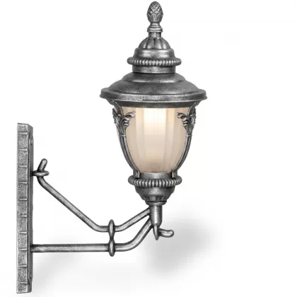 62x45 cm - DUY E27 Dik kollu yukarı yöne bakan dekoratif alüminyum döküm duvar tipi aplik bakır şapkalı dış mekan aydınlatma duvar apliği silver gümüş