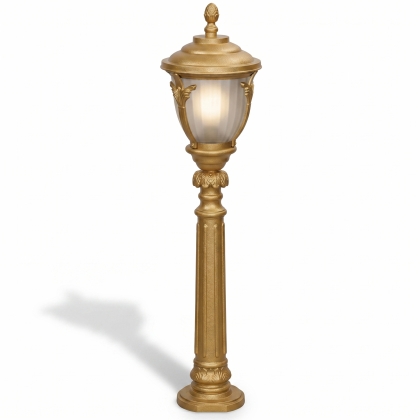 108x28 cm - DUY E27 Bakır şapkalı model dekoratif alüminyum döküm Fransız tipi ferforje bahçe çim aydınlatma direği gold altın