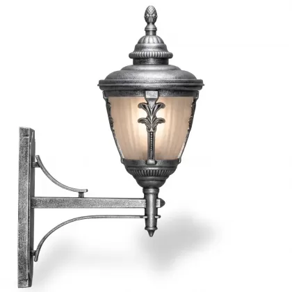 56x43 cm - DUY E27 Düz kollu yuakrı yöne bakan dekoratif alüminyum döküm duvar tipi aplik bakır şapkalı dış mekan aydınlatma duvar apliği silver gümüş