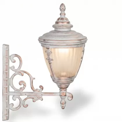 62x43 cm - DUY E27 Sarmaşık ferforje kollu yukarı yöne bakan dekoratif alüminyum döküm duvar tipi aplik bakır şapkalı dış mekan aydınlatma duvar apliği beyaz eskitme