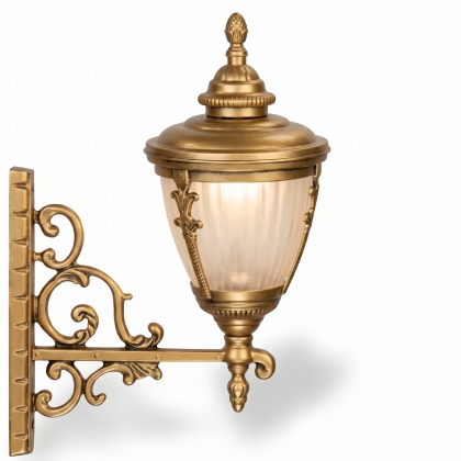 62x43 cm - DUY E27 Sarmaşık ferforje kollu yukarı yöne bakan dekoratif alüminyum döküm duvar tipi aplik bakır şapkalı dış mekan aydınlatma duvar apliği gold altın
