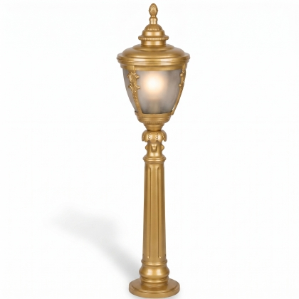 108x28 cm - DUY E27 Bakır şapkalı model dekoratif alüminyum döküm Fransız tipi beyaz bahçe çim aydınlatma direği gold altın