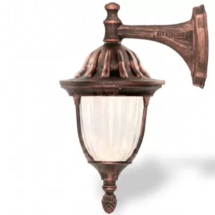 47x28 cm - DUY E27 Kısa kollu aşağı yöne bakan dekoratif alüminyum döküm duvar tipi aplik bakır eskitme dış mekan aydınlatma duvar apliği bakır