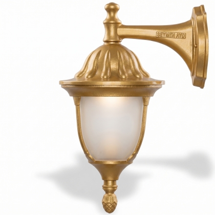 47x28 cm - DUY E27 Kısa kollu aşağı yöne bakan dekoratif alüminyum döküm duvar tipi aplik bakır eskitme dış mekan aydınlatma duvar apliği gold altın