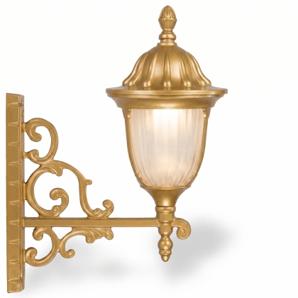 53x42 cm - DUY æE27 Ferforje kollu yukarı yöne bakan dekoratif alüminyum döküm duvar tipi aplik lale tipi dış mekan aydınlatma duvar apliği gold altın