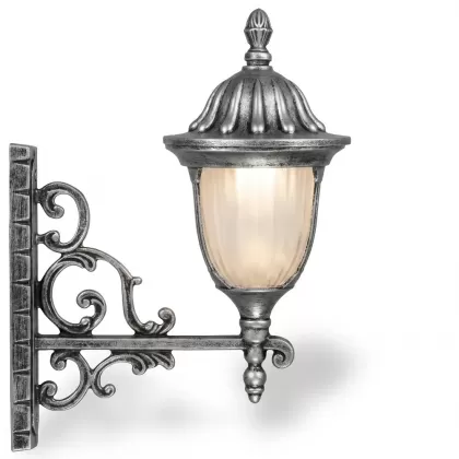 53x42 cm - DUY æE27 Ferforje kollu yukarı yöne bakan dekoratif alüminyum döküm duvar tipi aplik lale tipi dış mekan aydınlatma duvar apliği silver gümüş