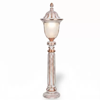 108x23 cm - DUY E27 Fransız klasik model dekoratif alüminyum döküm siyah bahçe çim aydınlatma direği beyaz patina