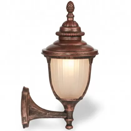 53x28 cm - IDUY E27 Kısa kollu yukarı yöne bakan dekoratif alüminyum döküm duvar tipi aplik bakır şapkalı dış mekan aydınlatma duvar apliği bakır eskitme