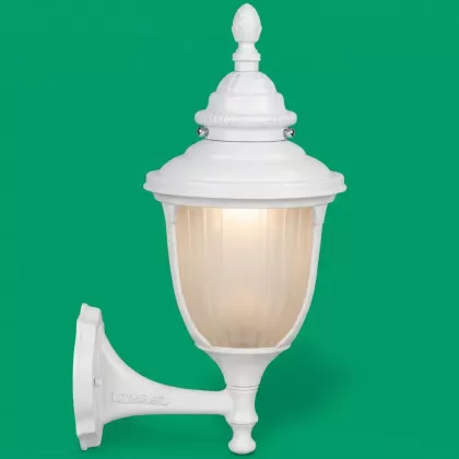 53x28 cm - IDUY E27 Kısa kollu yukarı yöne bakan dekoratif alüminyum döküm duvar tipi aplik bakır şapkalı dış mekan aydınlatma duvar apliği beyaz