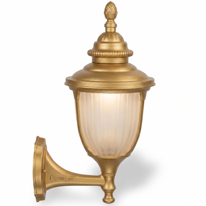 53x28 cm - IDUY E27 Kısa kollu yukarı yöne bakan dekoratif alüminyum döküm duvar tipi aplik bakır şapkalı dış mekan aydınlatma duvar apliği gold altın