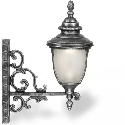 53x42 cm - DUY E27 Ferforje kollu yukarı yöne bakan dekoratif alüminyum döküm duvar tipi aplik bakır şapkalı dış mekan aydınlatma duvar apliği silver gümüş
