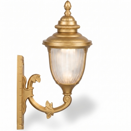 53x38 cm - DUY E27 Ferforje kollu yukarı yöne bakan dekoratif alüminyum döküm duvar tipi aplik bakır şapkalı dış mekan aydınlatma duvar apliği gold altın