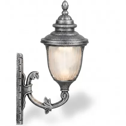 53x38 cm - DUY E27 Ferforje kollu yukarı yöne bakan dekoratif alüminyum döküm duvar tipi aplik bakır şapkalı dış mekan aydınlatma duvar apliği silver gümüş