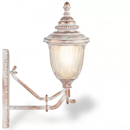 53x41 cm - IDUY E27 Dik kollu yukarı yöne bakan dekoratif alüminyum döküm duvar tipi aplik bakır şapkalı dış mekan aydınlatma duvar apliği beyaz patina