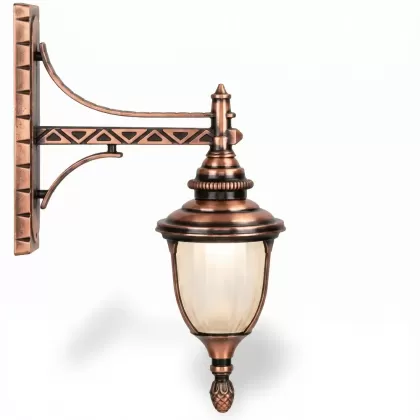 53x42 cm - DUY E27 Uzun dik kollu aşağı yöne bakan dekoratif alüminyum döküm duvar tipi aplik Fransız tipi dış mekan aydınlatma duvar apliği bakır eskitme