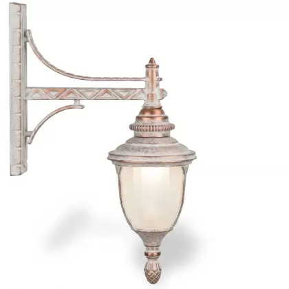 53x42 cm - DUY E27 Uzun dik kollu aşağı yöne bakan dekoratif alüminyum döküm duvar tipi aplik Fransız tipi dış mekan aydınlatma duvar apliği beyaz eskitme