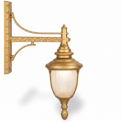 53x42 cm - DUY E27 Uzun dik kollu aşağı yöne bakan dekoratif alüminyum döküm duvar tipi aplik Fransız tipi dış mekan aydınlatma duvar apliği gold altın