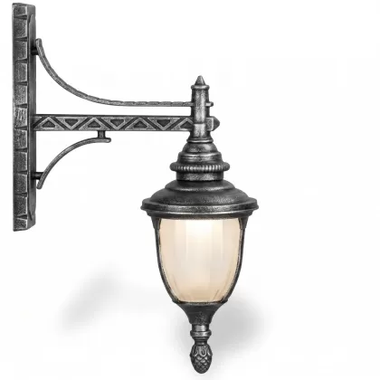 53x42 cm - DUY E27 Uzun dik kollu aşağı yöne bakan dekoratif alüminyum döküm duvar tipi aplik Fransız tipi dış mekan aydınlatma duvar apliği silver gümüş