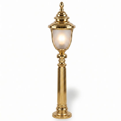 115x23 cm - DUY E27 Sivri bakır şapkalı model dekoratif alüminyum döküm orta boy bahçe çim aydınlatma direği gold altın