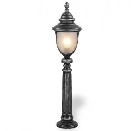 115x23 cm - DUY E27 Sivri bakır şapkalı model dekoratif alüminyum döküm orta boy bahçe çim aydınlatma direği silver gümüş