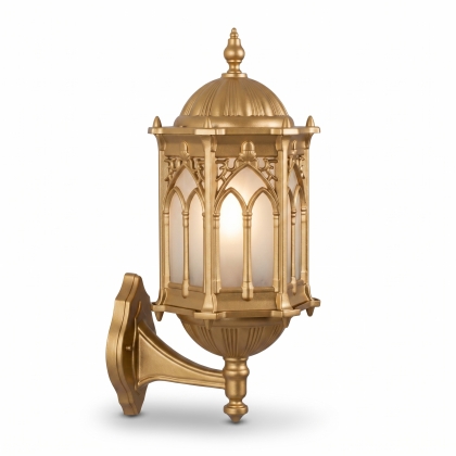 45x60 cm - DUY E27 Kısa god kollu yukarı yöne bakan dekoratif alüminyum döküm duvar tipi aplik Osmanlı tipi dış mekan aydınlatma duvar apliği gold altın