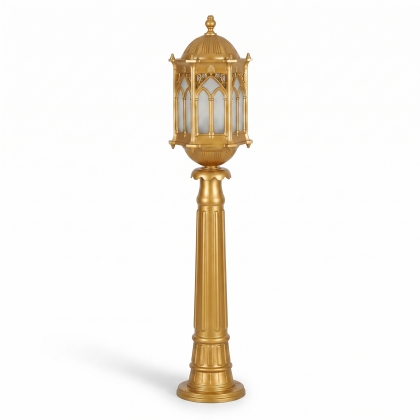103x22 cm - DUY E27 Gold Osmanlı tipi model dekoratif alüminyum döküm orta boy bahçe çim aydınlatma direği siyah