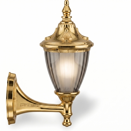 41x26 cm - DUY E27 Kısa kollu yukarı yöne bakan dekoratif alüminyum döküm duvar tipi aplik Fransız dış mekan aydınlatma duvar apliği gold altın