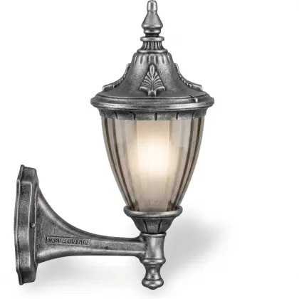 41x26 cm - DUY E27 Kısa kollu yukarı yöne bakan dekoratif alüminyum döküm duvar tipi aplik Fransız dış mekan aydınlatma duvar apliği silver gümüş
