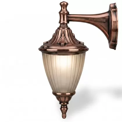41x41 cm -  DUY E27 Kısa kollu aşağı yöne bakan dekoratif alüminyum döküm duvar tipi aplik Fransız dış mekan aydınlatma duvar apliği bakır eskitme