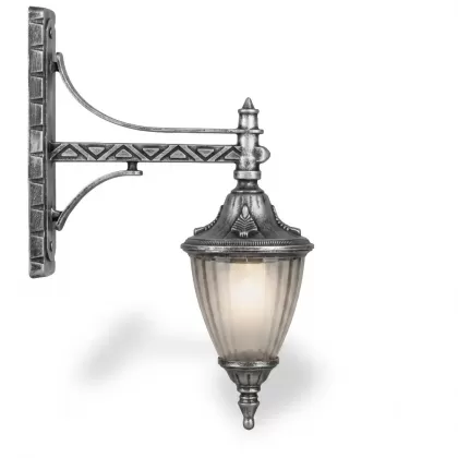 45x42 cm -  DUY E27 Uzun kollu aşağı yöne bakan dekoratif alüminyum döküm duvar tipi aplik Fransız dış mekan aydınlatma duvar apliği silver gümüş