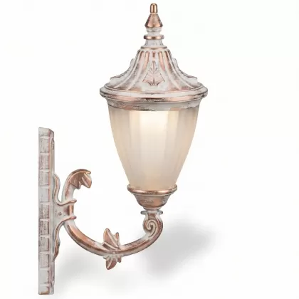 48x28 cm - DUY E27 Gold sarmaşık kollu yukarı yöne bakan dekoratif alüminyum döküm duvar tipi aplik şapkalı dış mekan aydınlatma duvar apliği beyaz eskitme