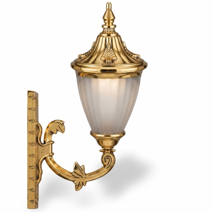 48x28 cm - DUY E27 Gold sarmaşık kollu yukarı yöne bakan dekoratif alüminyum döküm duvar tipi aplik şapkalı dış mekan aydınlatma duvar apliği gold altın