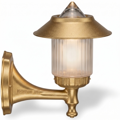31x28 cm - DUY E27 Kısa kollu yukarı yöne bakan dekoratif alüminyum döküm duvar tipi aplik gold şapkalı dış mekan aydınlatma duvar apliği gold altın