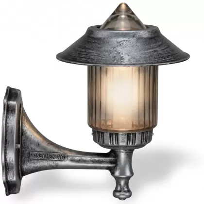 31x28 cm - DUY E27 Kısa kollu yukarı yöne bakan dekoratif alüminyum döküm duvar tipi aplik gold şapkalı dış mekan aydınlatma duvar apliği gümüş patina