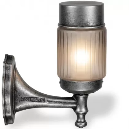 27x19 cm - DUY E27 Klasik kısa kollu yukarı yöne bakan dekoratif alüminyum döküm duvar tipi aplik şamdan dış mekan aydınlatma duvar apliği silver gümüş