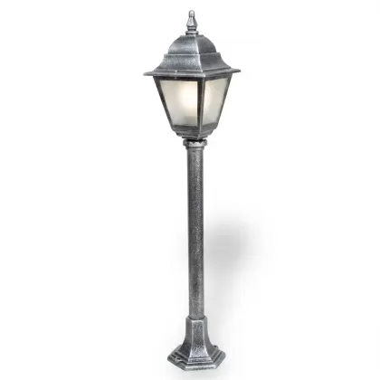 94x18 cm - E27 DUY Klasik model dekoratif alüminyum döküm nostaljik bahçe çim aydınlatma direği gümüş silver