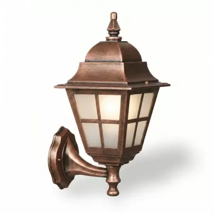 36x26 cm - E27 DUY  Kısa kollu yukarı yöne bakan dekoratif alüminyum döküm duvar tipi aplik İngiliz tarzı dış mekan aydınlatma duvar apliği bakır