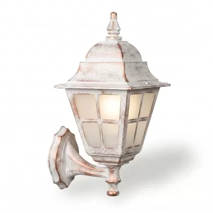 36x26 cm - E27 DUY  Kısa kollu yukarı yöne bakan dekoratif alüminyum döküm duvar tipi aplik İngiliz tarzı dış mekan aydınlatma duvar apliği beyaz patina