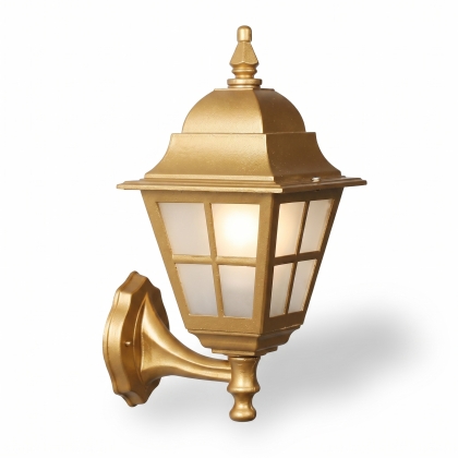 36x26 cm - E27 DUY  Kısa kollu yukarı yöne bakan dekoratif alüminyum döküm duvar tipi aplik İngiliz tarzı dış mekan aydınlatma duvar apliği gold altın